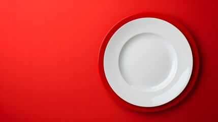 white plate on red background