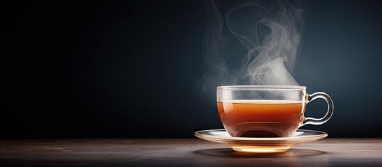 A cup of tea and a cup of coffee are depicted in the copy space image