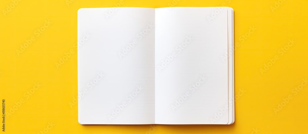 Poster An isolated yellow background with a white open notepad provides plenty of copy space image
