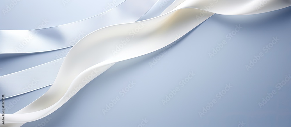 Poster a body lotion with a delicate white ribbon displayed against a background that provides ample copy s