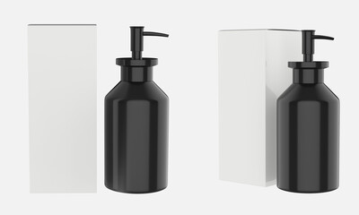 Metallic Cosmetic Bottle With Pump Mockup. 3d illustration