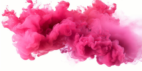 Pink smoke cloud  on white background,  pink fluffy cloud on white background