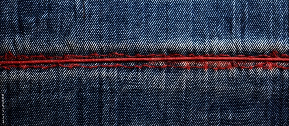 Poster denim with a stitched seam displaying a bright color copy space image