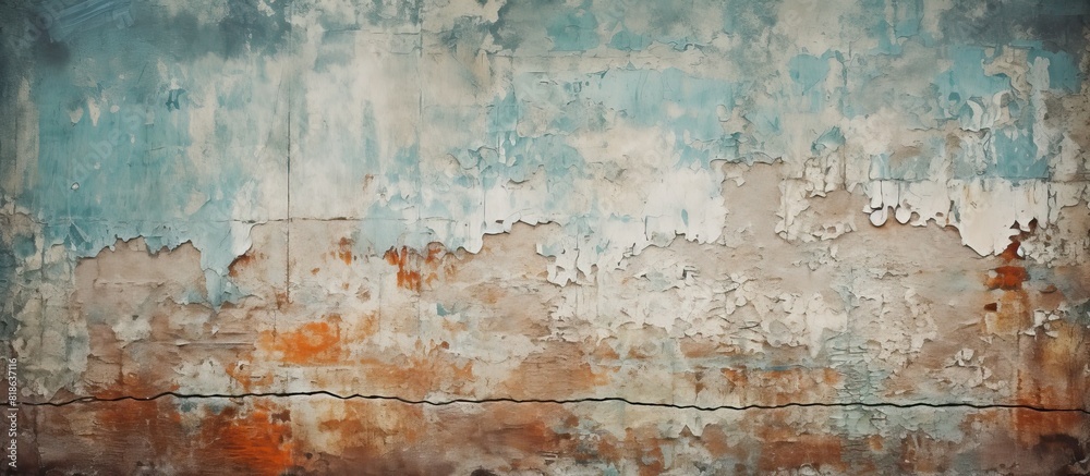 Aufkleber An abstract grunge texture of a vintage wallpaper with a broken brick wall in the background providing copy space for design