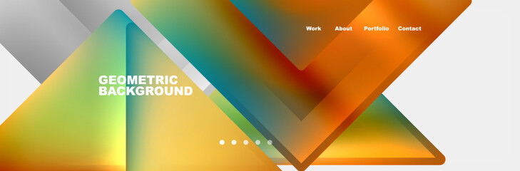 Colorful fluid gradient triangles and squares web site template. Vector Illustration For Wallpaper, Banner, Background, Card, Book Illustration, landing page