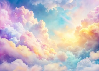 rainbow cloud background with pastel colored