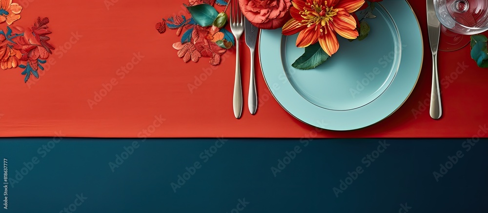 Sticker The clothing placemat creates a stylish and decorative background with ample copy space for images or text