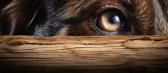 A view of the back side of a dog s eye with a background of an old wood path allowing room for text or images copy space image - Powered by Adobe