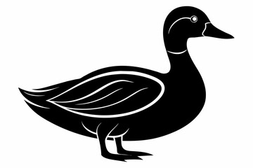 A duck silhouette black vector artwork illustration 