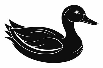 A duck silhouette black vector artwork illustration 
