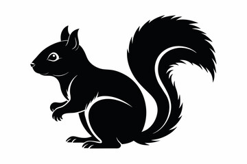  A squirrel silhouette black vector artwork illustration
