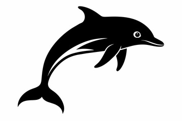 Obraz premium A dolphin silhouette black vector artwork illustration 