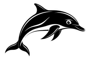 A dolphin silhouette black vector artwork illustration 
