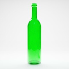 3d render of empty green wine glass bottle in isolated studio white background