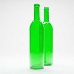 3d render of empty green wine glass bottle in isolated studio white background
