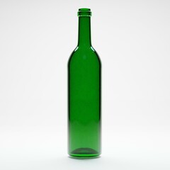 3d render of empty green wine glass bottle in isolated studio white background