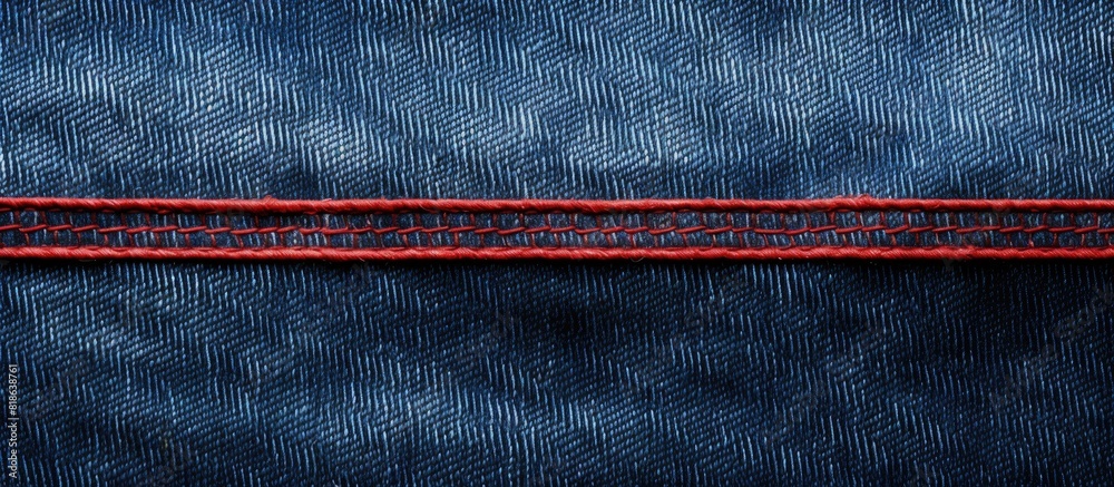Poster denim with a stitched seam displaying a bright color copy space image
