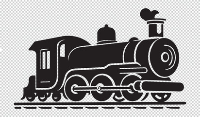 Simple locomotive silhouette, vector illustration on transparent background