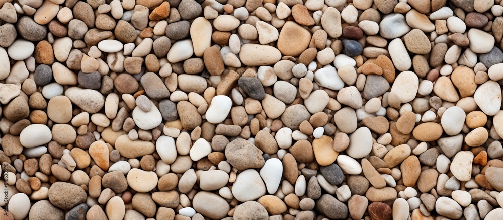 Poster Texture of aggregate concrete with brown pebbles on a background providing ample copy space image