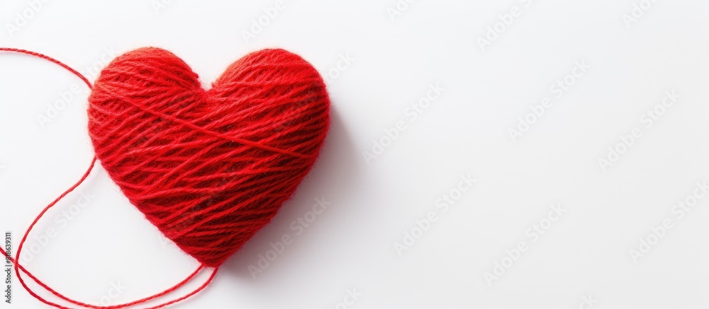 Aufkleber Valentine s Day themed image of a heart crafted from red yarn against a white backdrop A copy space image