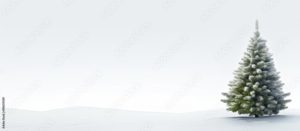 Poster a festive christmas fir tree stands tall against a clean white background leaving ample copy space f