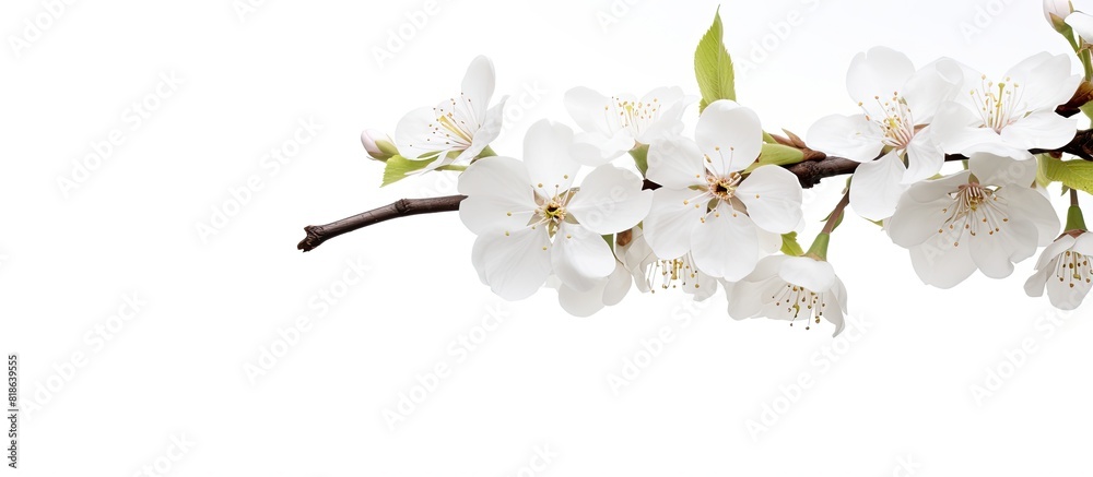 Aufkleber Isolated on a white background there is a copy space image of a flowering branch