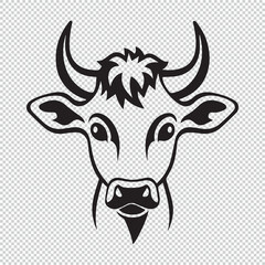 Calf head mascot logo icon design, black vector illustration on transparent background