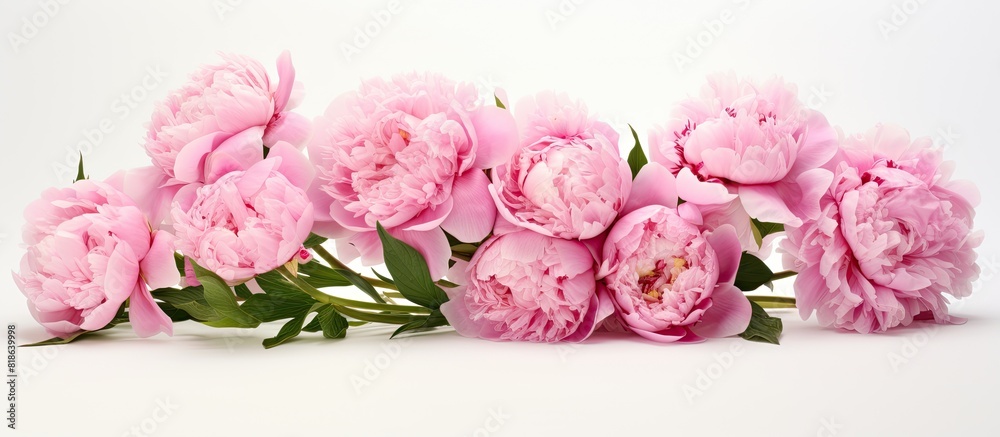Aufkleber a close up of pink peony flowers on a white background perfect for design projects with a copy space