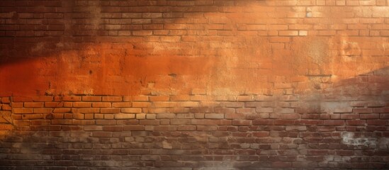 Sunlit copy space image with a grunge background of a red brick wall