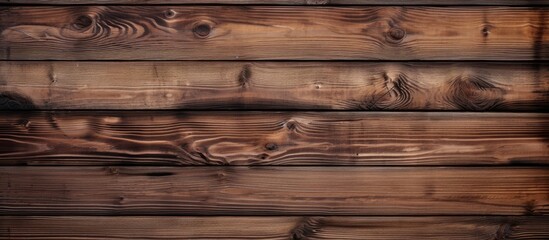A copy space image with dark brown paint coated wooden pine boards serves as a background composition isolated against a white backdrop