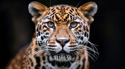 Obraz premium Head shot of a leopard in the jungle.