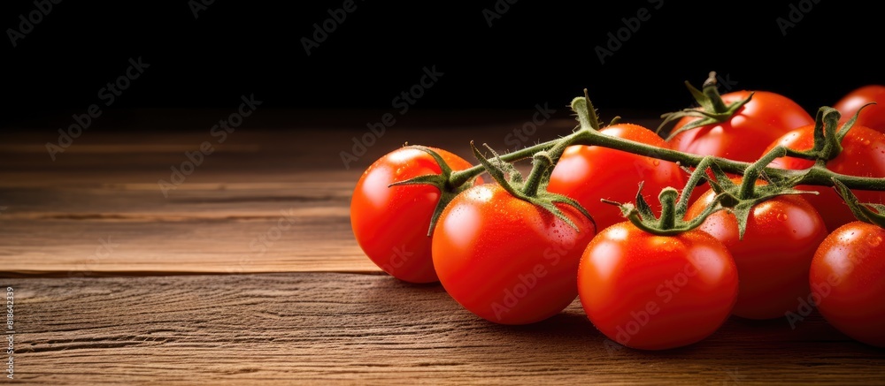 Aufkleber a copy space image featuring ripe cherry tomatoes resting on a rustic wooden background
