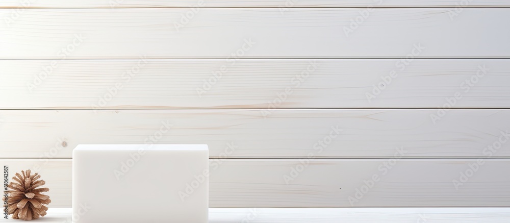 Aufkleber a copy space image of soap placed on a pristine white wooden table