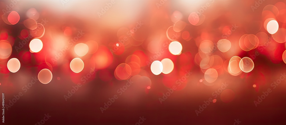 Poster the abstract background features red bokeh lights which create a blurred effect there is copy space 