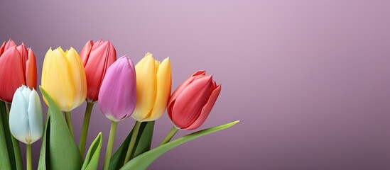 Fototapeta premium Copy space image featuring a beautiful assortment of vibrant tulips