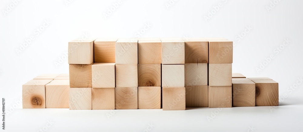 Poster A copy space image featuring square wooden blocks on a white background