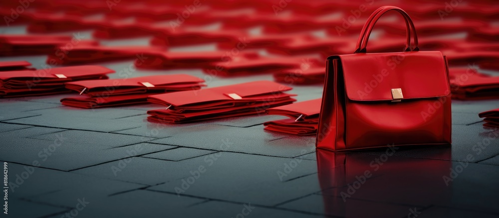 Aufkleber copy space image of red bags and a notebook