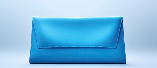 A copy space image of a blue clutch bag showcasing its isolation against a white background The template offers room for customization