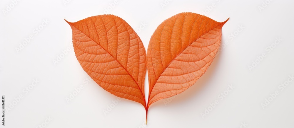 Wall mural A heart shaped leaf design perfect for Valentine s Day stands alone on a white background creating a stunning copy space image - Wall murals