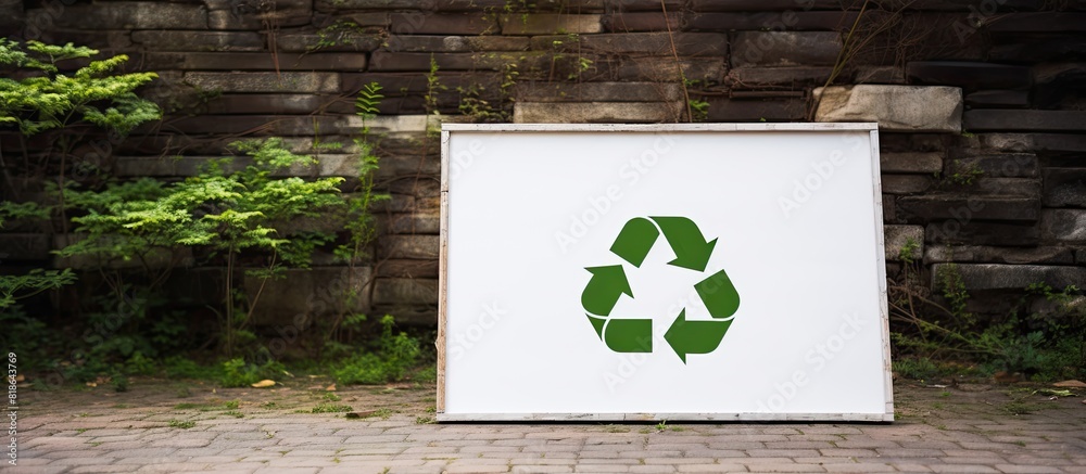 Poster A recycle symbol is handwritten on a white board creating a copy space image