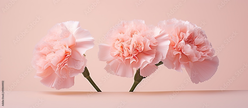Aufkleber a copy space image featuring a pair of carnation flowers against a soft pink backdrop