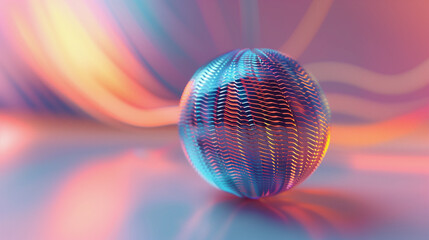 Fototapeta premium glowing sphere on a smooth surface in a futuristic abstract scene