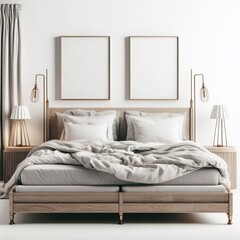 A comfy bed with crisp white sheets sits in a beautifully decorated bedroom