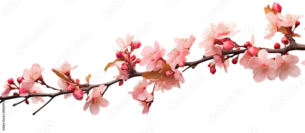 Poster Isolated on a white background there is a copy space image of a flowering branch