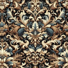 The image shows a seamless floral pattern on a black background. The flowers come in a variety of shapes and colors, including pink, yellow and blue. The flowers are evenly distributed along the black