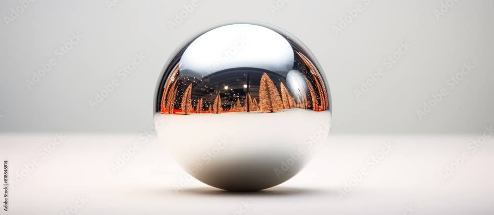 Poster A Christmas toy with a reflective surface is showcased on a white backdrop creating an image with empty space around it. with copy space image. Place for adding text or design
