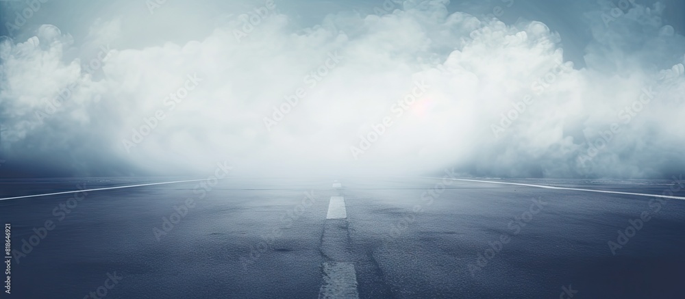 Poster outdoor background with mist and blurry asphalt creating a creative and captivating image with plent