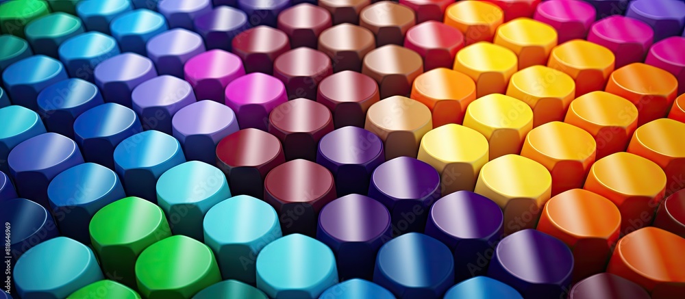 Poster Colorful pencils arranged in an abstract pattern creating a vibrant and eye catching copy space image