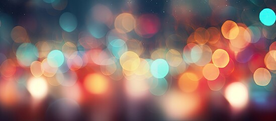 Obraz premium Blurred Christmas bokeh background with colorful lights providing ample copy space for an image 139 characters