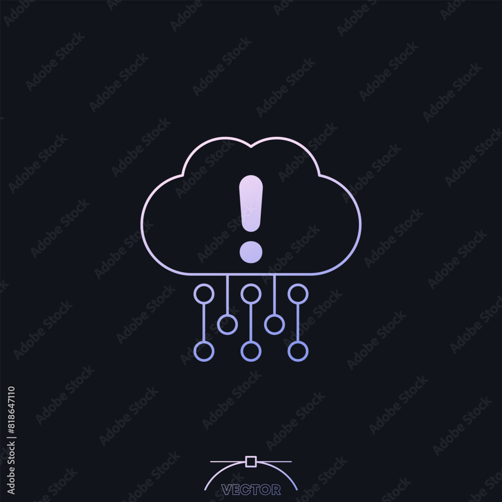 Sticker upload failure, cloud error icon with gradient